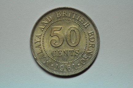 World Coins - Malaya & British Borneo; 50 Cents 1961  BU