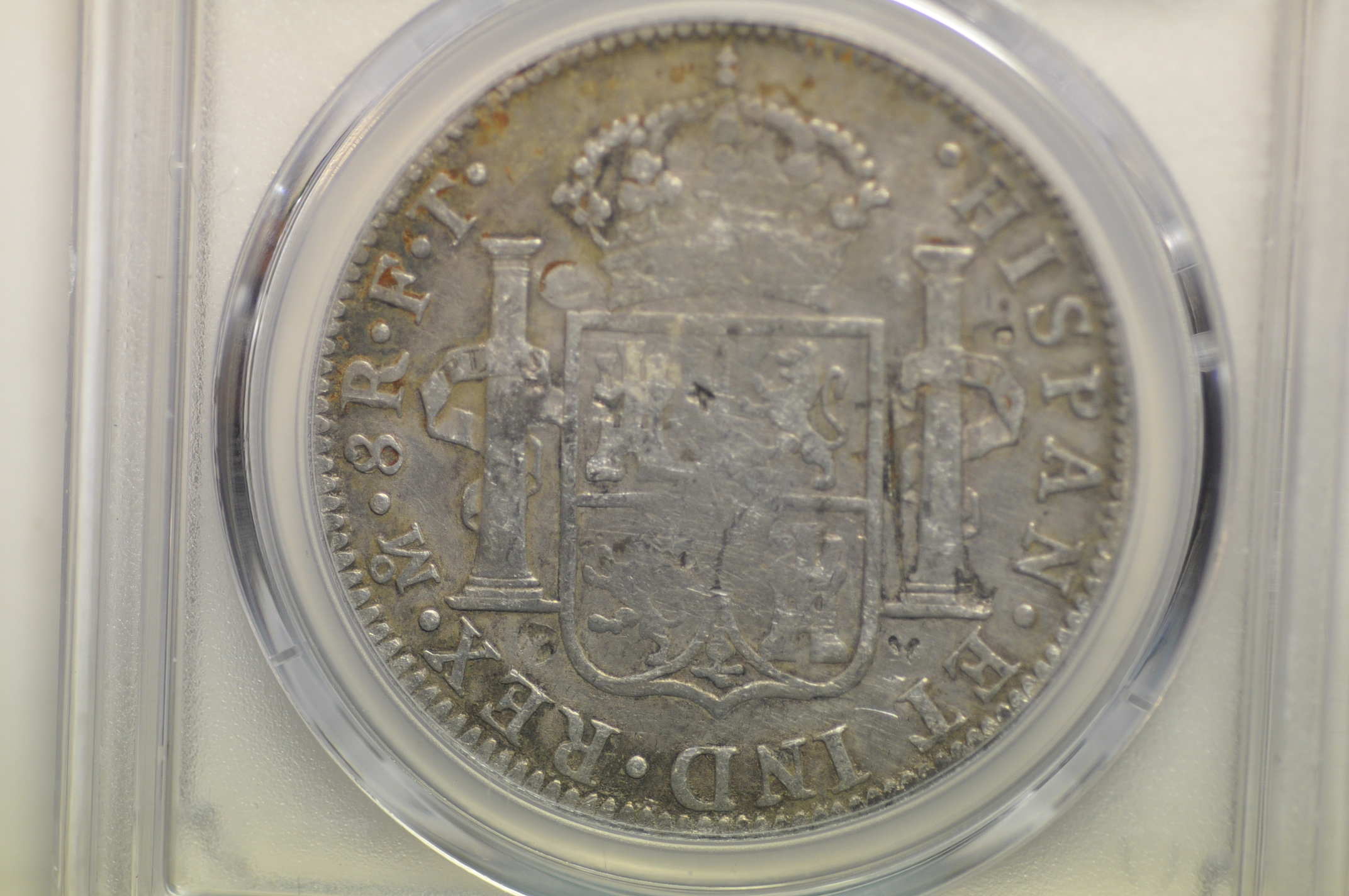 Mexico; Silver 8 Reales 1803-Mo FT PCGS VF details Chinese