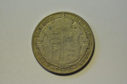 World Coins - Great Britain; Silver 1/2 Crown 1922