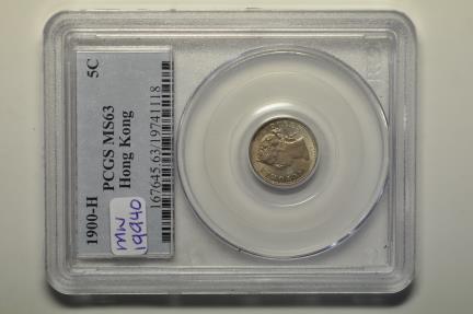 World Coins - Hong Kong; Silver 5 Cents 1900-H  PCGS MS63