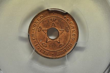 World Coins - Belgian Congo; Centime 1919  PCGS MS64RB