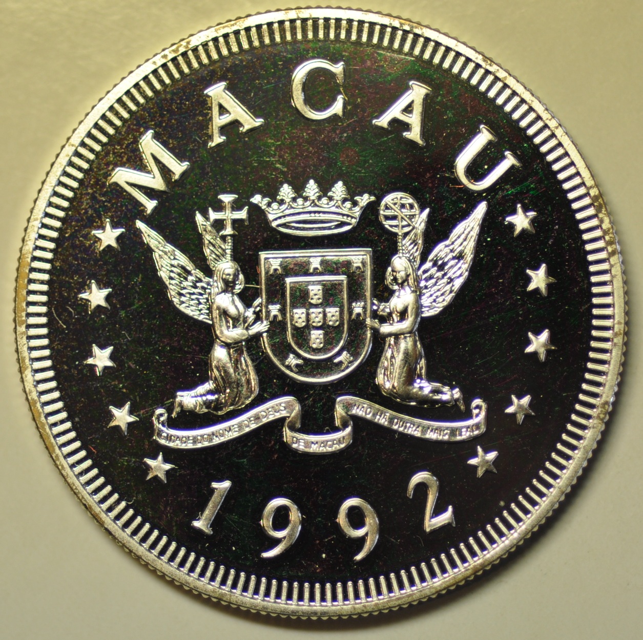 Macau Silver Crown - 100 Patacas 1992 Year of the Monkey Mintage