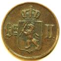 World Coins - Norway Bronze Ore 1876  aXF