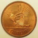 World Coins - Ireland Bronze Penny 1968 Red UNC