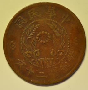 World Coins - China Honan Province; 20 Cash circa 1920