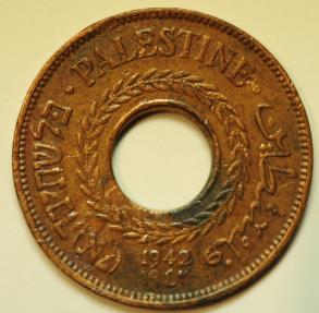 World Coins - Palestine Bronze 5 Mils 1942