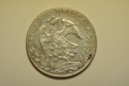 World Coins - Mexico; Silver 8 Reales 1885 Zs JS  UNC