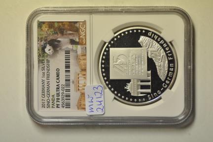 World Coins - Germany; 1 oz Silver Sino-German Friendship Panda 2017  NGC PF70 Ultra Cameo