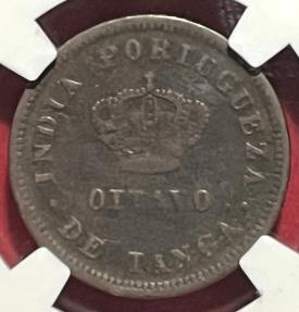 World Coins - Portuguese India 1/8 Tanga 1881  NGC Fine details
