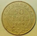 World Coins - Canada Newfoundland Silver 50 Cents 1909