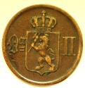 World Coins - Norway Bronze 2 Ore 1877