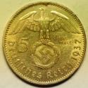 World Coins - Germany - Third Reich Silver 5 Reichsmark 1937-A Paul von Hindenburg