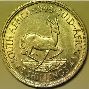 World Coins - South Africa Silver Crown -  5 Shillings 1948