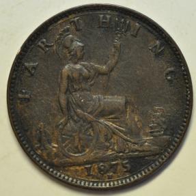 World Coins - Great Britain Farthing 1875-H  XF