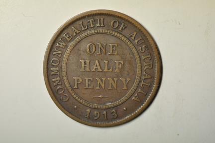 World Coins - Australia; 1/2 Penny 1913 (L)
