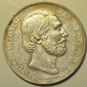World Coins - Netherlands Silver Crown - 2 1/2 Gulden 1872   XF