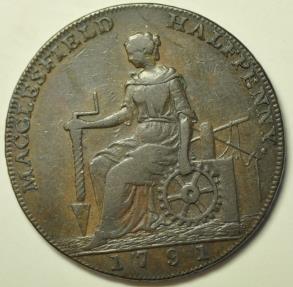 World Coins - Great Britain  Cheshire Macclesfield Half Penny Conder Token 1791