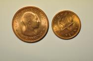 World Coins - Ghana; 2 Coins: Bronze 1/2 & 1 Penny 1958 Dr. Kwame Nkrumah  Red BU