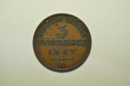 World Coins - German States - Prussia; 3 Pfennig 1867-A