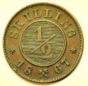 World Coins - Norway Copper 1/2 Skilling 1867   AU