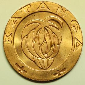 World Coins - Katanga - former Province of a Belgian Congo  Bronze Franc 1961  Red BU