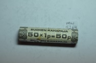 World Coins - Finland; 1 Penni 1975 Original Mint Roll - 50 Coins BU