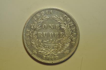 World Coins - British India; Silver Rupee 1840