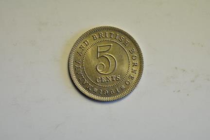 World Coins - Malaya & British Borneo; 5 Cents 1961   BU