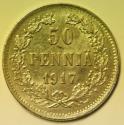 World Coins - Finland under Russian Occupation Silver 50 Pennia 1917-S