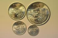 World Coins - Egypt; 4 Silver Coins Set: 5+10+25+50 Piastres AH1384  Diversion of Nile River  UNC