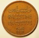 World Coins - Palestine Bronze Mil 1943   XF