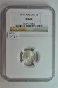 World Coins - Malaya; Silver 5 Cents 1943  NGC MS63