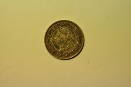 World Coins - Ceylon; Silver 10 Cents 1893  toned AU