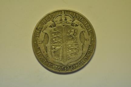 World Coins - Great Britain; Silver 1/2 Crown 1921