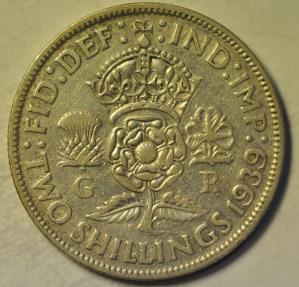 World Coins - Great Britain Silver 2 Shillings 1939