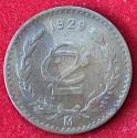 World Coins - Mexico Bronze 2 Centavos 1929 Mo  Key Date !!!!