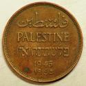 World Coins - Palestine Bronze 2 Mils 1945   VF/XF