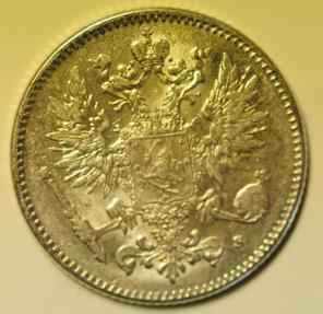 World Coins - Finland under Russian Occupation Silver 50 Pennia 1916-S