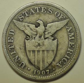 World Coins - Philippines  Silver 50 Centavos 1907-S