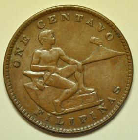 World Coins - Philippines  Bronze Centavo 1919-S  XF+