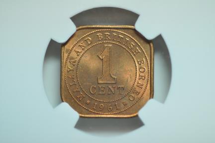 World Coins - Malaya; Cent 1961  NGC MS63 RB