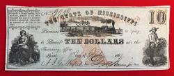 World Coins - THE STATE OF MISSISSIPPI 10 Dollars 1862 RARE !