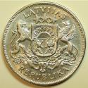 World Coins - Latvia Silver 2 Lati 1925 AU