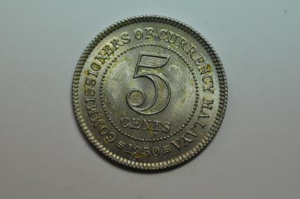 World Coins - Malaya; 5 Cents 1950  UNC