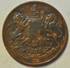 World Coins - British India - East India Company  HALF ANNA 1835