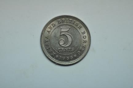 World Coins - Malaya; 5 Cents 1953  UNC