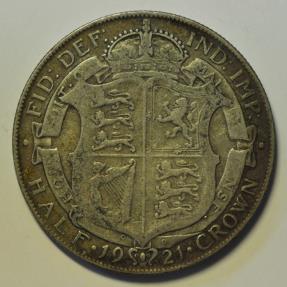 World Coins - Great Britain; Silver 1/2 Crown 1921