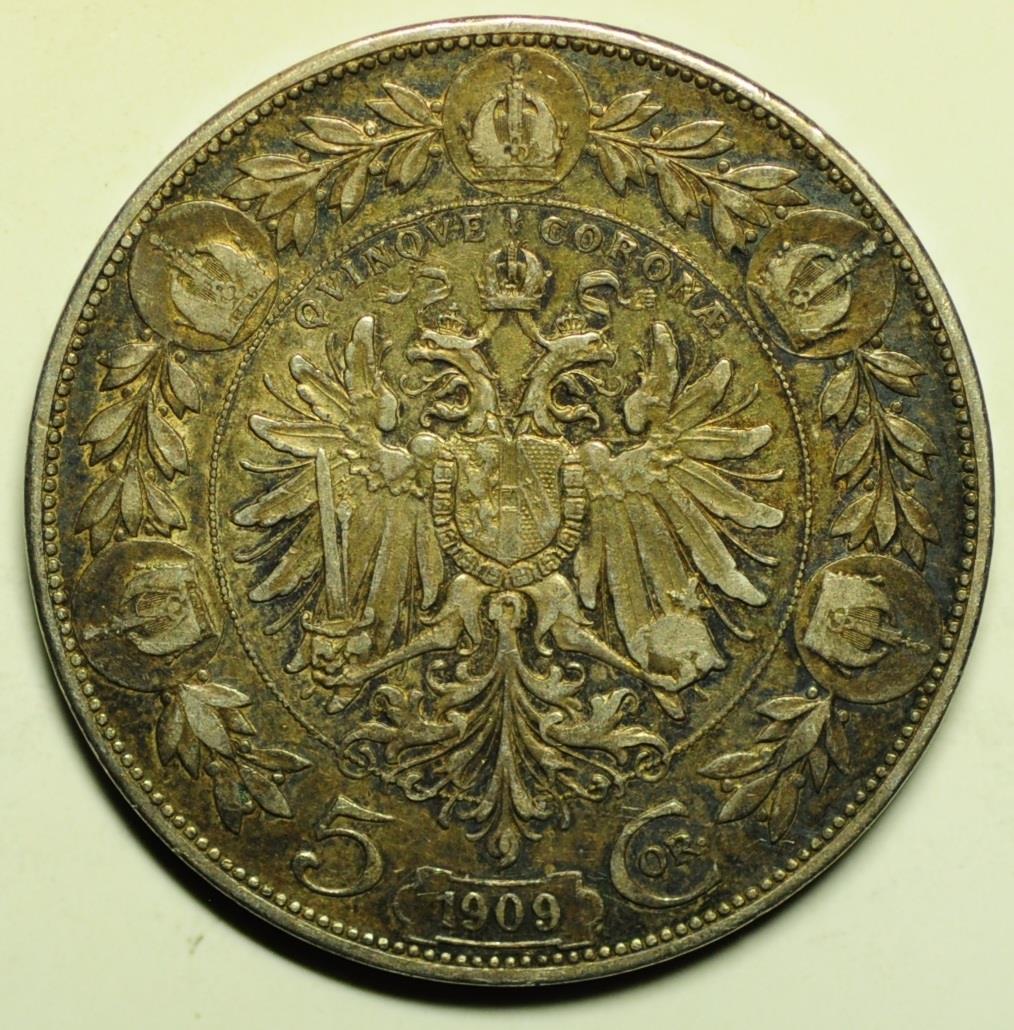 Austria Silver Crown - 5 Corona 1909 | European Coins