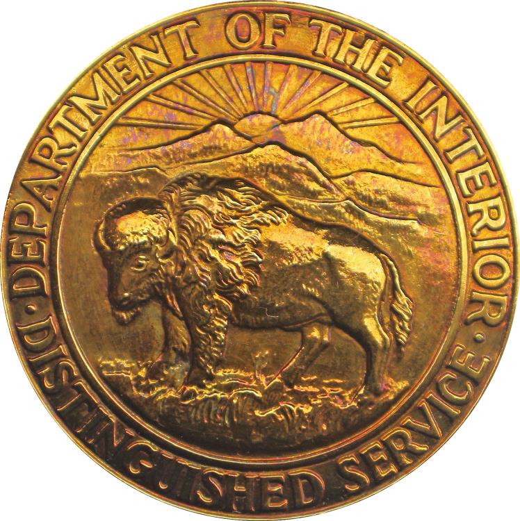 Rare 1953 United States Department Of The Interior Distinguished Service Medal Gold 40 Mm 54 58 G