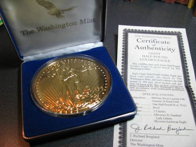 1994 Washington Mint Giant Half Pound 8 Oz Golden Eagle